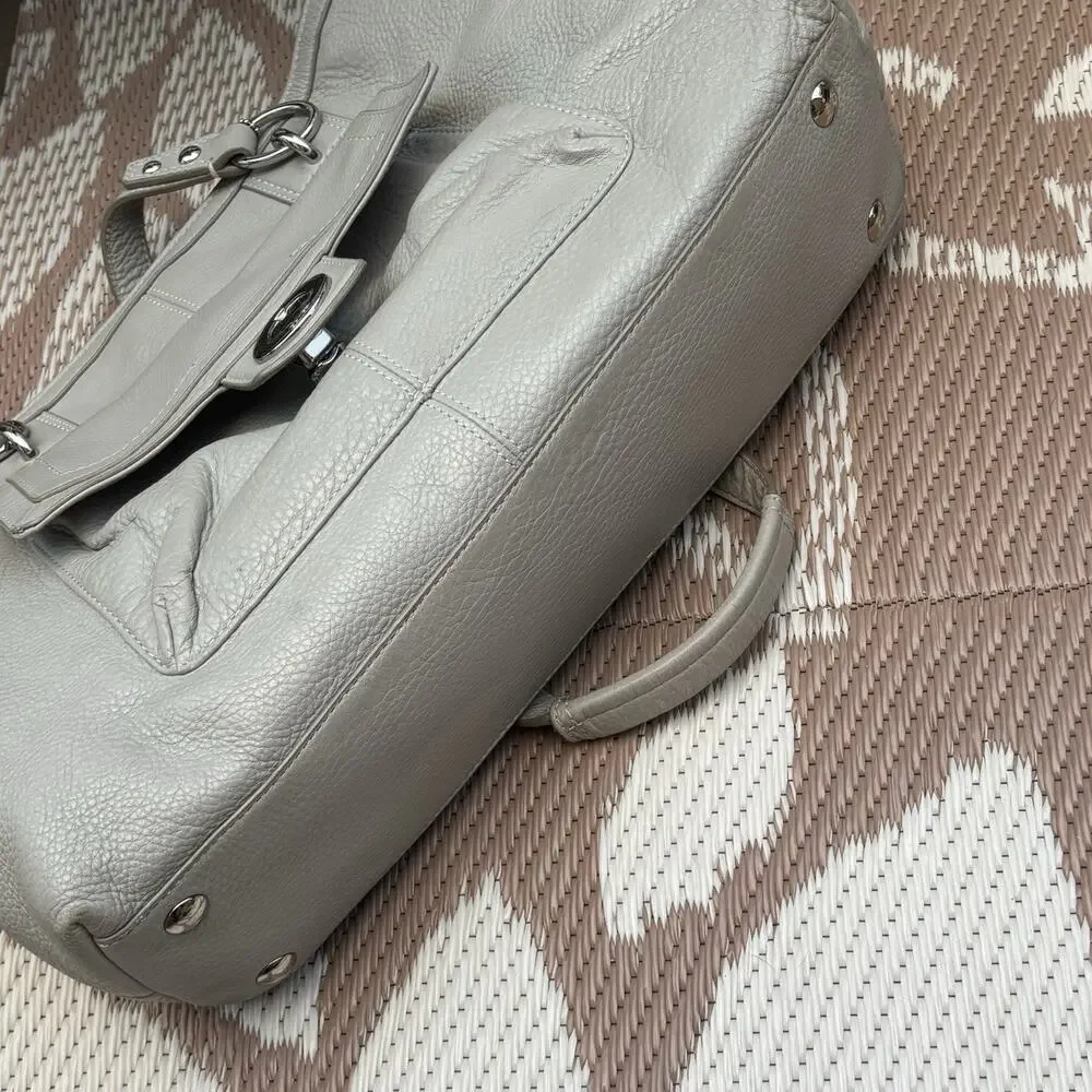 Coach Penelope Gray Soft Pebbled Leather Carryall Satchel Bag Preowned Worn